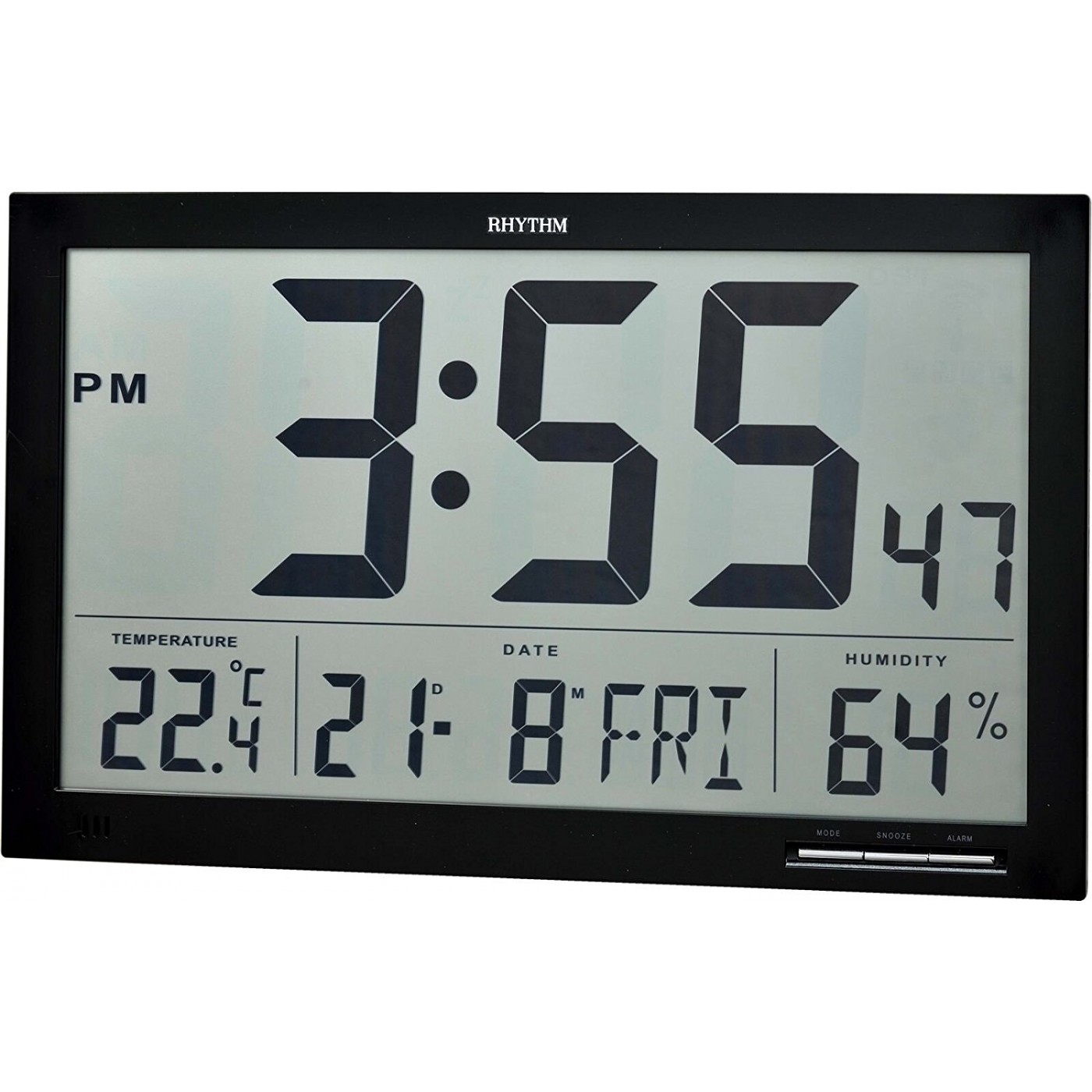 Rhythm LCD Clock 3 Steps Increasing Beep Alarm,Snooze,Calendar ...